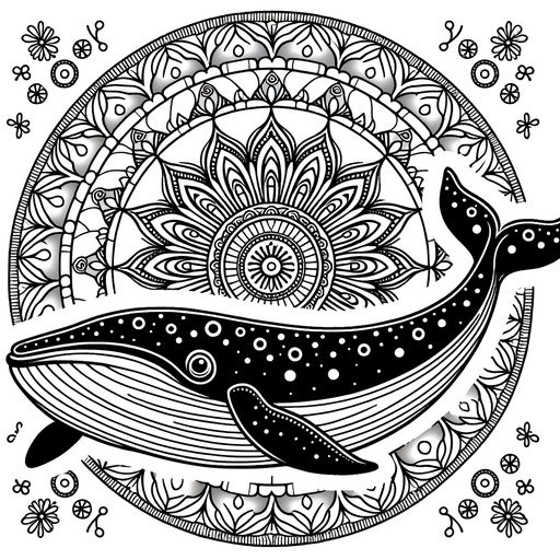 Mandala Minke Whale Coloring Page