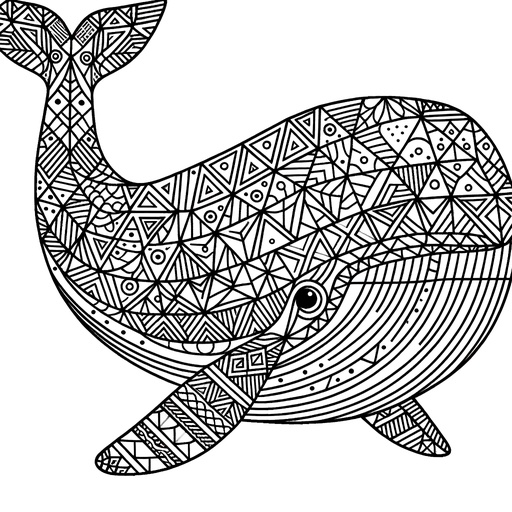 Geometric Minke Whale Coloring Page