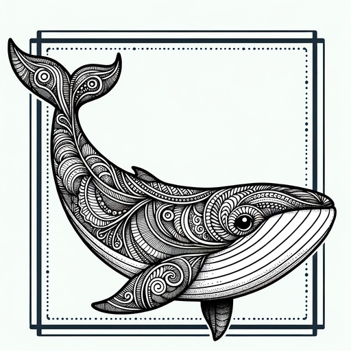 Zentangle Minke Whale Coloring Page