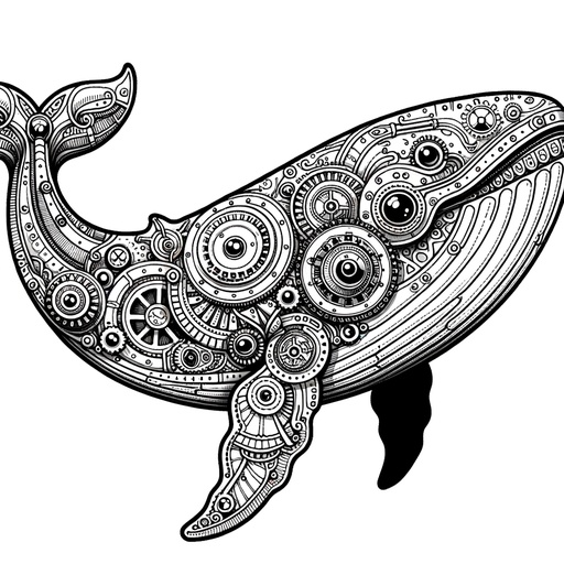 Steampunk Minke Whale Coloring Page