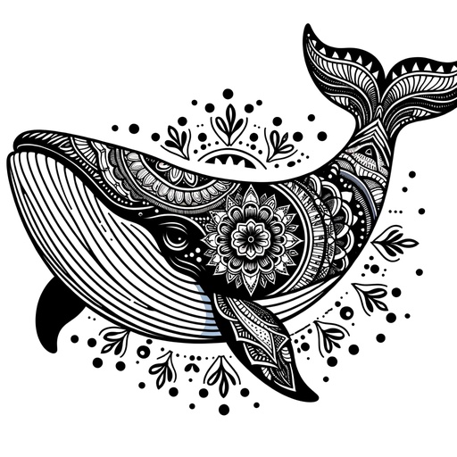 Mandala Fin Whale Coloring Page