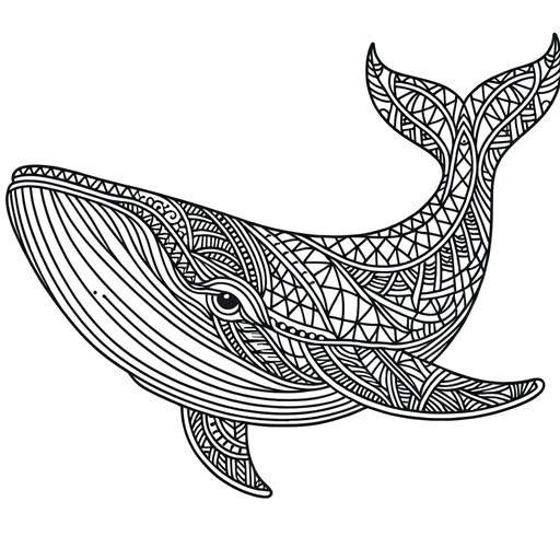 Geometric Fin Whale Coloring Page