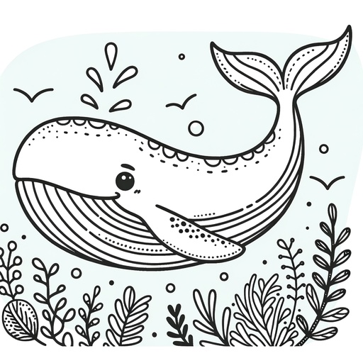 Cute Bowhead Whale Coloring Page