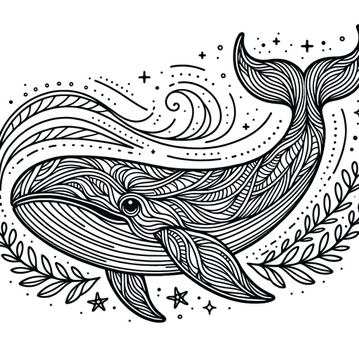 Mindful Bowhead Whale Coloring Page