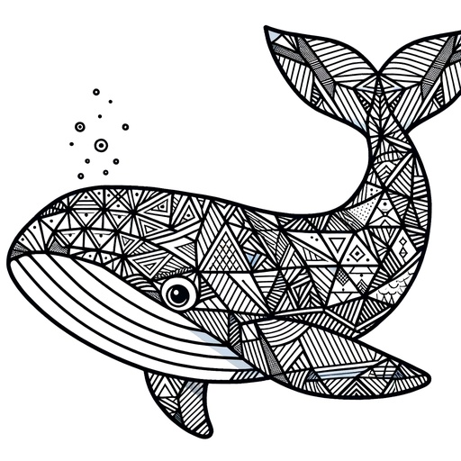 Geometric Bowhead Whale Coloring Page