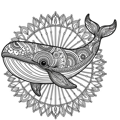 Mandala Pilot Whale Coloring Page