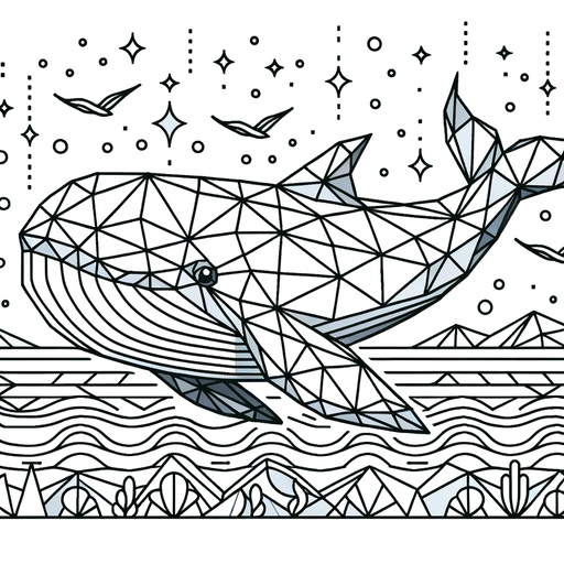 Geometric Pilot Whale Coloring Page