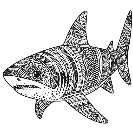 Tiger Shark Coloring Page For Children