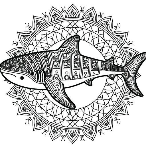 Mandala Whale Shark Coloring Page