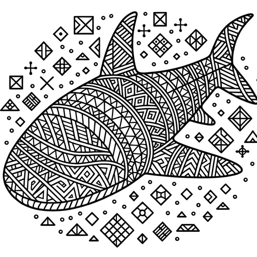 Geometric Whale Shark Coloring Page