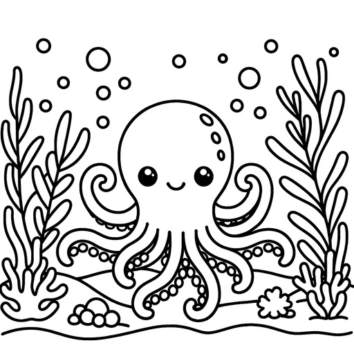 Underwater Octopus Coloring Page- 4 Free Printable Pages