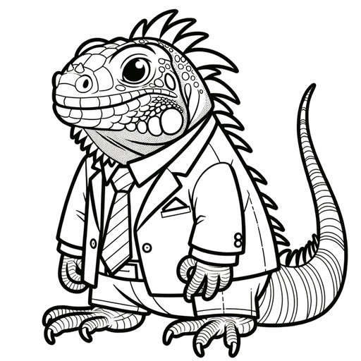 Iguana in Suits Coloring Page