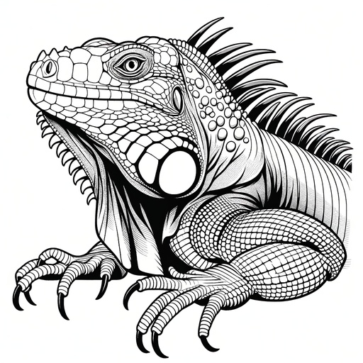 Realistic Iguana Coloring Page