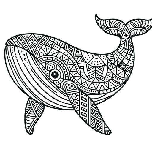 Geometric Humpback Whale Coloring Page