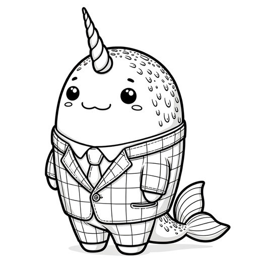 Narwhal in Suits Coloring Page