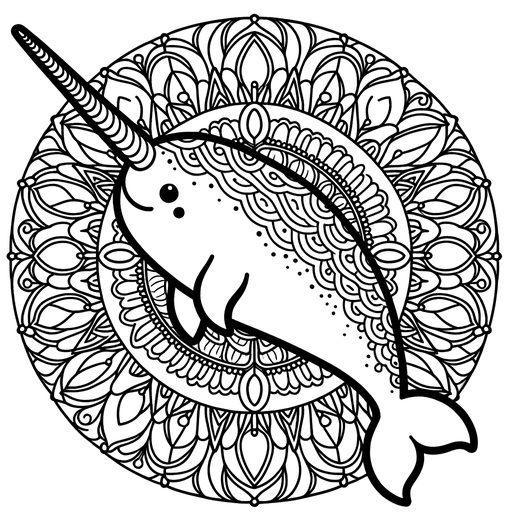 Mandala Narwhal Coloring Page