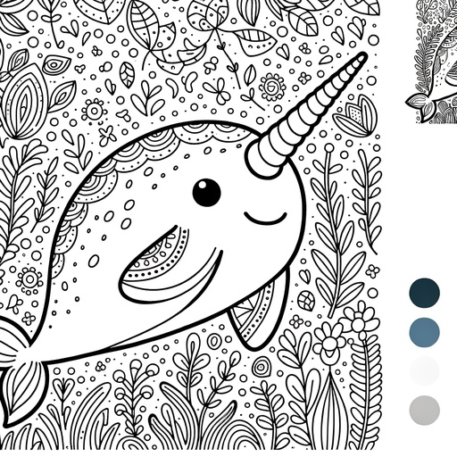 Mindful Narwhal Coloring Page