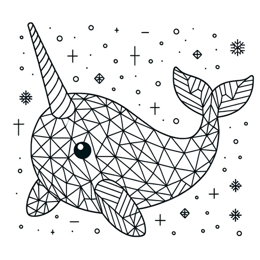 Geometric Narwhal Coloring Page