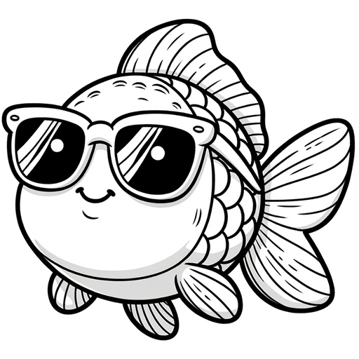Goldfish in Sunglasses Coloring Page
