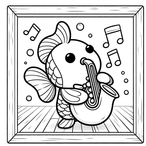 Musical Goldfish Coloring Page