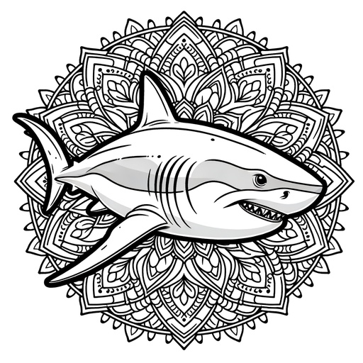 Mandala Great White Shark Coloring Page