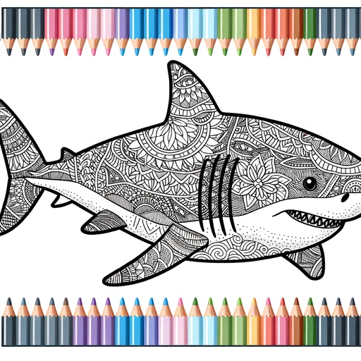 Mindful Great White Shark Coloring Page