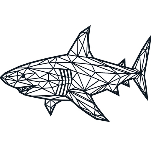 Geometric Great White Shark Coloring Page