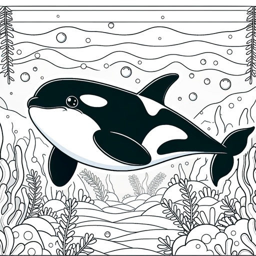 Underwater Killer Whale Coloring Page