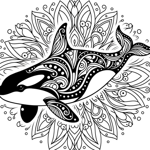 Mandala Killer Whale Coloring Page