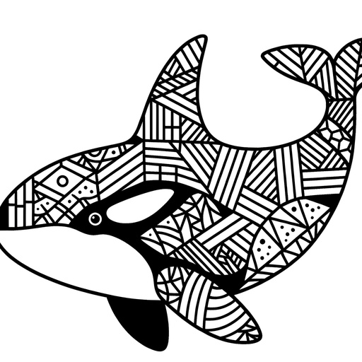 Geometric Killer Whale Coloring Page