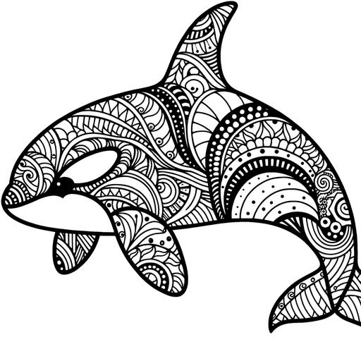 Zentangle Killer Whale Coloring Page