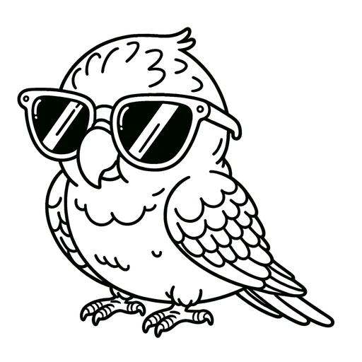 Parakeet in Sunglasses Coloring Page