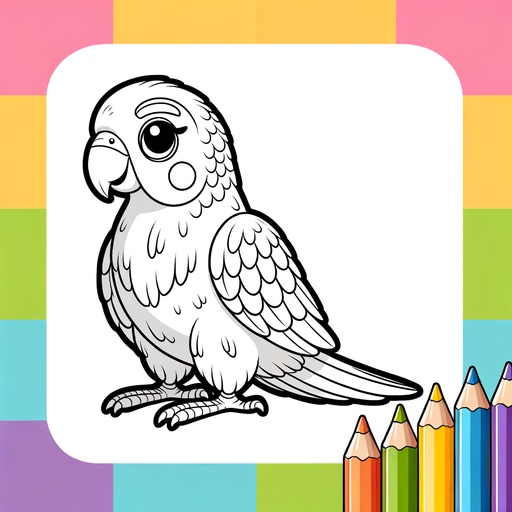 Cartoon Parakeet Coloring Page