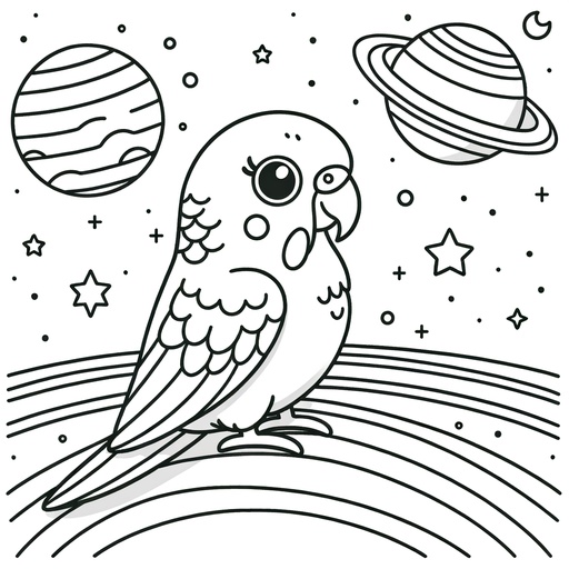 Space Parakeet Coloring Page