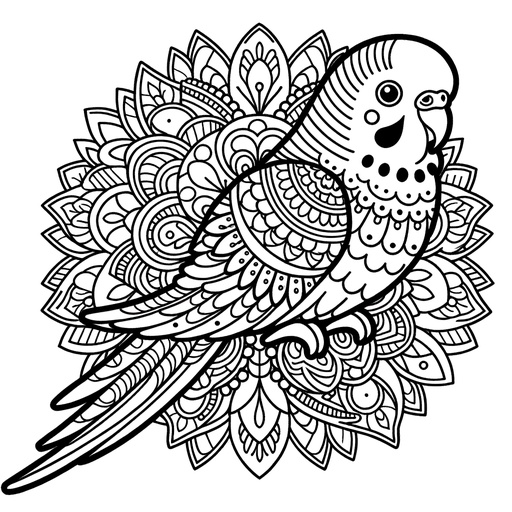 Mandala Parakeet Coloring Page