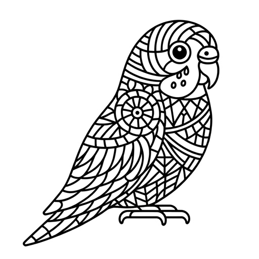 Geometric Parakeet Coloring Page