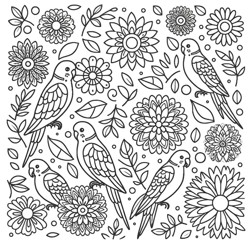 Mindful Parakeet Coloring Page