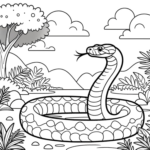 Anaconda in Nature Coloring Page