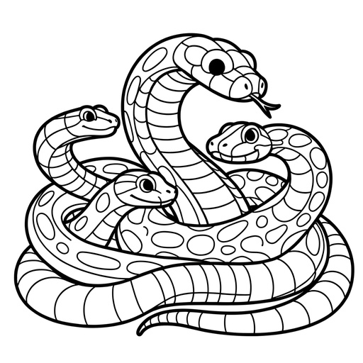 Anaconda with Jungle Friends Coloring Page