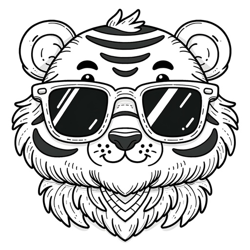 Tiger in Sunglasses Coloring Page