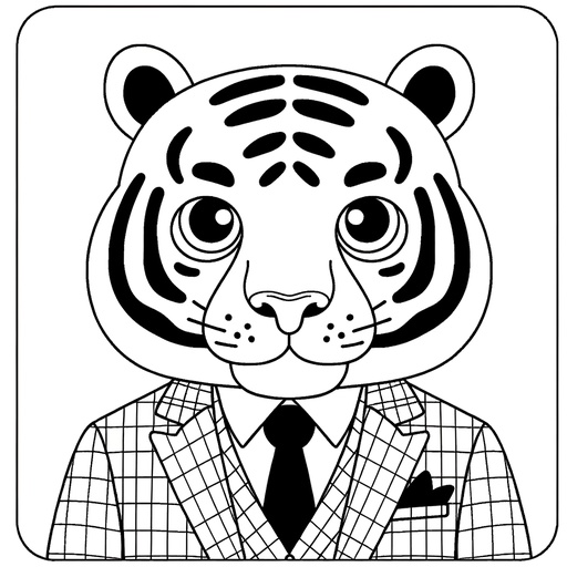 Tiger in a Suit Coloring Page