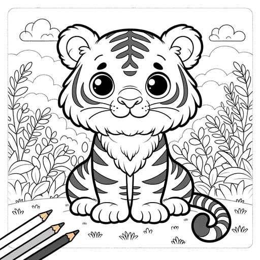 Tiger in Nature Coloring Page