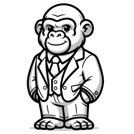 Gorilla in a Suit Coloring Page