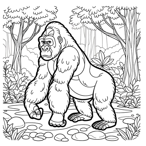 Gorilla in Nature Coloring Page