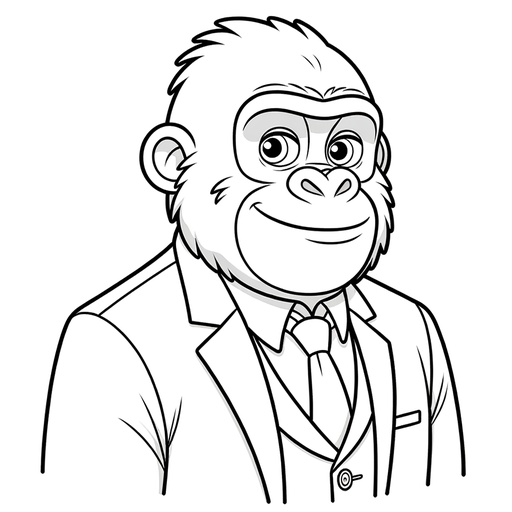 Gorilla in a Suit Coloring Page