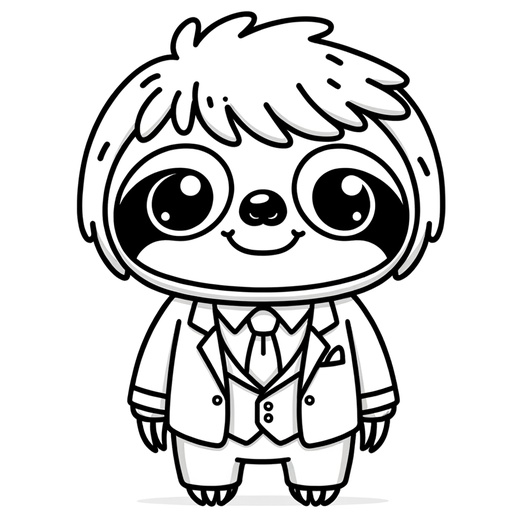 Sloth in a Suit Coloring Page