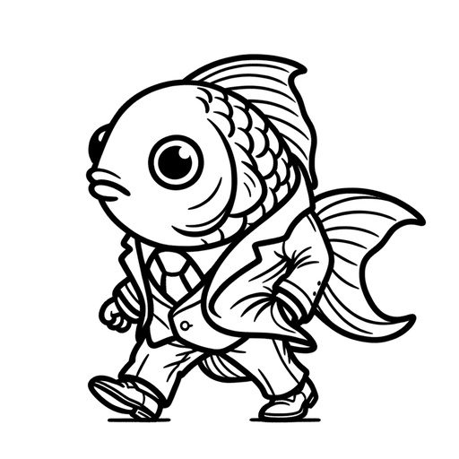 Goldfish in a Suit Coloring Page