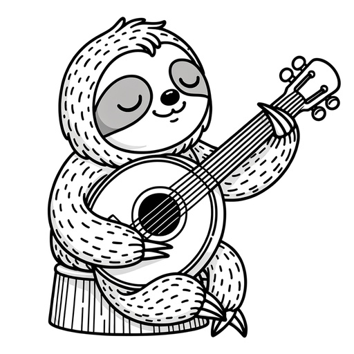 Musical Sloth Coloring Page
