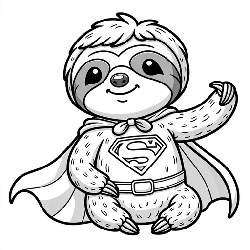 Superhero Sloth Coloring Page