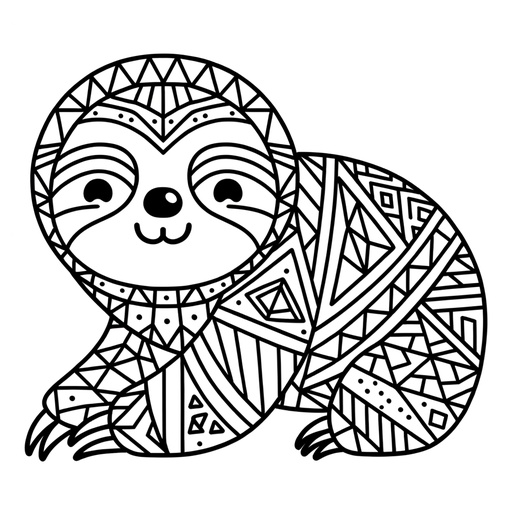 Geometric Sloth Coloring Page